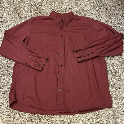 Eddie Bauer Shirt Adult Extra Large Tall Red Button Up Long Sleeve Relaxed Fit • $13.88