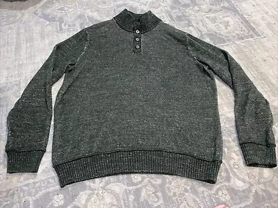 Mens GAP  3 Button Sweater Green Mock Collar Sz XL • $14.40