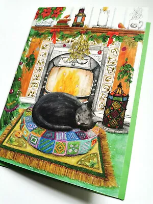 Six Black Cat Christmas Cards Solstice Cute Animal Yule Pagan Mother Fire Blank • £9.95