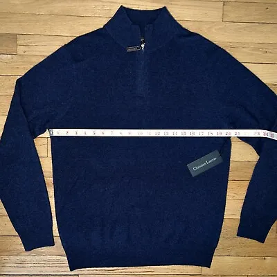 NWT Christian Lacroix Men's 100% 2-PLY Cashmere Quarter Zip Pullover Blue Size M • $69