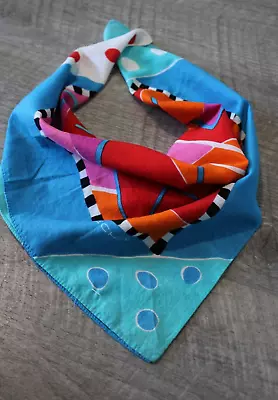 ECHO Modern Lightweight Accent Scarf 20  Sq Geometric Shapes Bright Multi-Color • $6.99