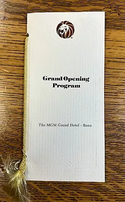 MGM Grand Hotel Reno Nevada Grand Opening Program • $27.99