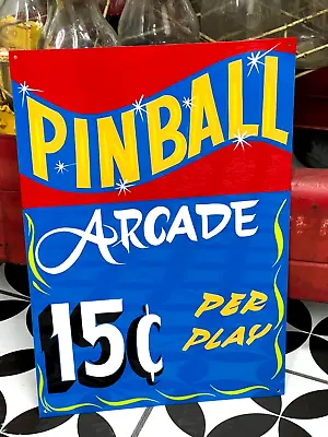 Vintage Carnival PINBALL ARCADE Sign Circus Amusement Park GAME Hand Painted Art • $55