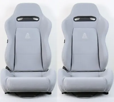 2 Tanaka Gray Micro Cloth Racing Seats Reclinable + Slider Fit For Ford Mustang • $286.43