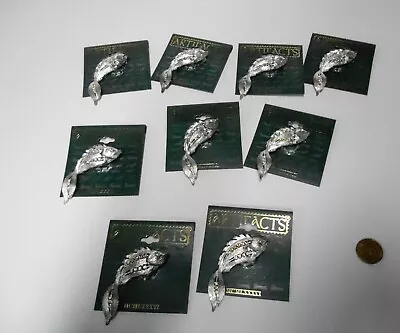 (lot #06) Lot Of 9 Vintage Crystal Fish Brooches Pins • $4.99