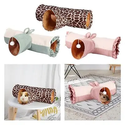 Guinea Pig Tunnel Tube Pet Play Toy 3 Way Collapsible Hideout For Hamster • £13.16