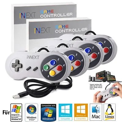 1-4Pack INNEXT SNES USB Super SNES Controller Gamepad For PC MAC Raspberry Pi US • $5.99