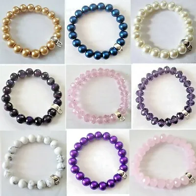 CHARM CARRIER Bracelet For CLIP On CHARMS Beaded One Size Stretch ~ 9 Designs • £3.99