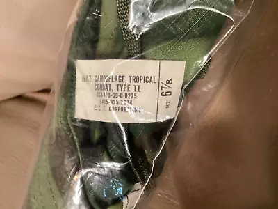 New Genuine Vietnam War Camouflage Boonie Tropical Hat Cap 1969 Date Made USA  • $23