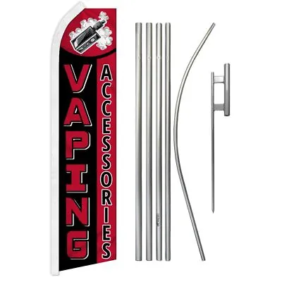  VAPING ACCESSORIES  Advertising Super Flag & Pole Kit Vape Shop Vapor Smoke • $111.66