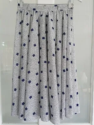 VINTAGE Full Circle Skirt Size S 8-10 White Blue Dots & Circles 60s England Made • £3.99