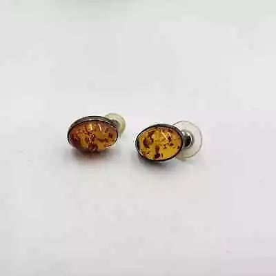 Vintage Native American Antoinette Platero Baltic Amber Sterling Silver Earrings • $42