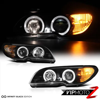 2004-2006 BMW E46 2DR Coupe 325ci 330ci Black Angel Eye Halo Projector Headlight • $198.99