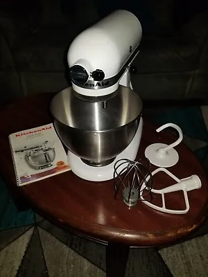 KitchenAid White Tilt Head Mixer Model# K45SSWH W/ Attachments Clean Tested  • $169.15