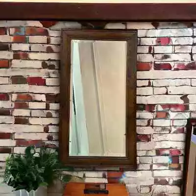 Early 20th Century Antique Beveled Glass Mirror-Pine Wood Frame-Rustic/Farmhouse • $141