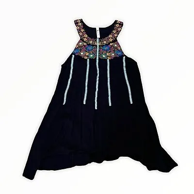 Shoreline Black Multicolored Embroidery Sleeveless A-line Mini Dress Size L/XL • $18.86
