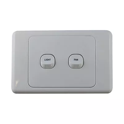 2 Gang Wall Switch - PRINTED WITH FAN & LIGHT - Electrical Light Switch - SAA • $14.50