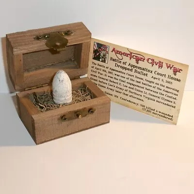 Genuine Civil War Bullet From Appomattox Battle Information Card And Chest • $24.99