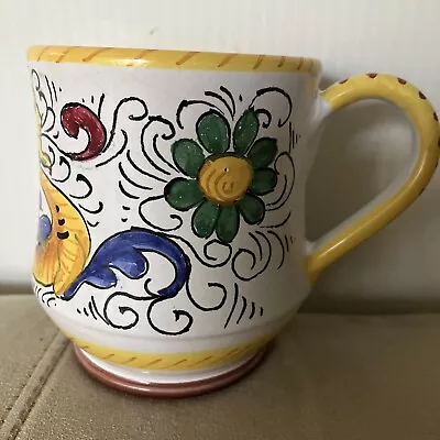 Vintage Deruta Italian Art Pottery Coffee Tea Mug W/ Hand-Painted Dragon • $15.99