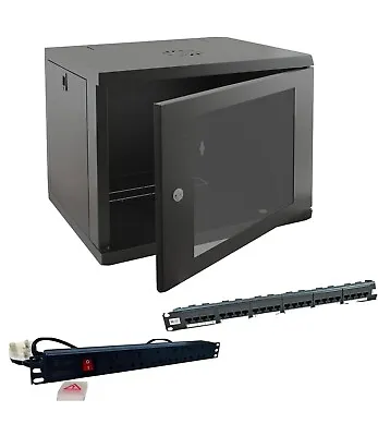 £200 • Buy 6u 450mm Deep Wall Mounted Data Cabinet, Home Network + PDU And Data Panel Lot