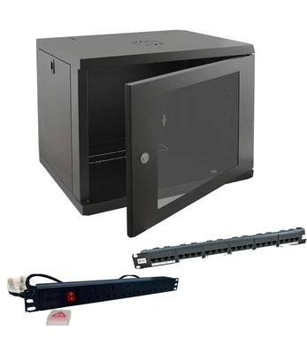 £200 • Buy 6u 450mm Deep Wall Mounted Data Cabinet, Home Network + PDU And Data Panel Lot
