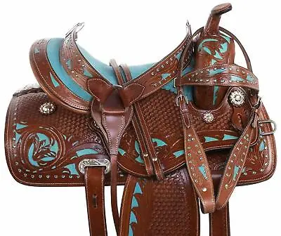 New Leather Western Horse Tack Saddle With Set Size (10  To 19 ) • $331.09