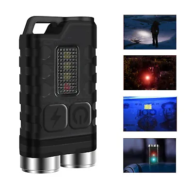 Mini Pocket Magnetic Work Light LED Flashlight Torch Rechargeable Keychain Lamp • $11.79