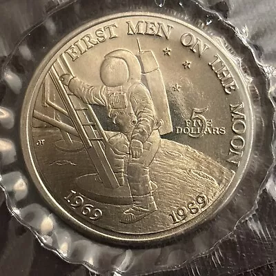 1989 $5 Republic Of Marshall Islands 1st Men On Moon Commem Coin UNC Sealed • $22.99