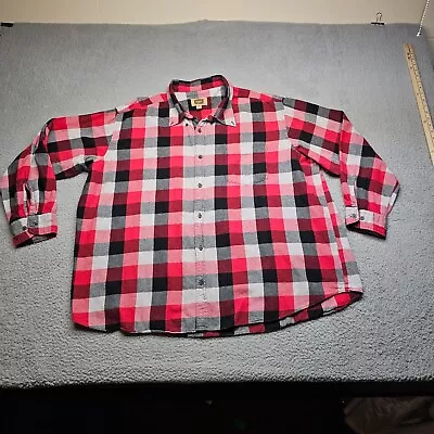 The Foundry Shirt Mens 3XL Red Plaid Long Sleeve Button Down Flannel Outdoor • $18.95