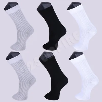 Lot 612 Pairs Men's Ribbed Plain Cotton Casual Dress Socks 10-13 • $9.50
