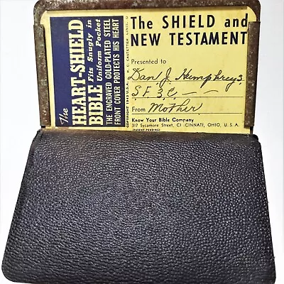 £181.73 • Buy WW2 Heart Shield Bible*Bullet Proof*Metal Cover Humphreys SF 3C From Mother WWII