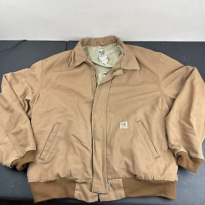 Vintage Carhartt FRJ020 BRN XL Regular Flame Resistant Bomber USA Made • $49.99