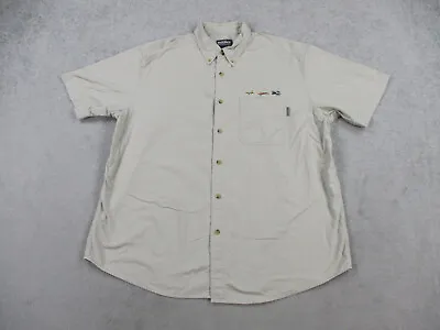 VINTAGE Woolrich Shirt Mens Extra Large Beige Embroidered Chore Barn Work Adult • $12.50