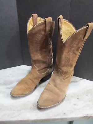 VTG Tony Lama Brown Suede Leather Western Cowboy Boots #6986 Size 8.5 D MADE USA • $24.95