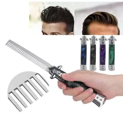$15.82 • Buy Steel With Switch Blade Portable Salon Spring Comb Styling Tools Hair Comb