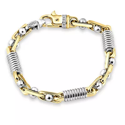 Men's Designer Solid 950 Platinum & 14k Gold (92grams) 7.5mm Link Bracelet 8  • $5499.99
