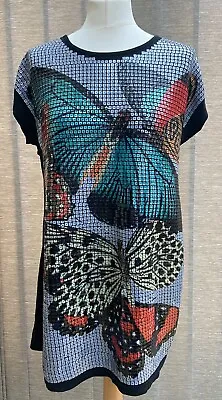 £9.99 • Buy Butler & Wilson Butterfly Sequin T Shirt Size Medium Stretch Tunic Top Sparkly