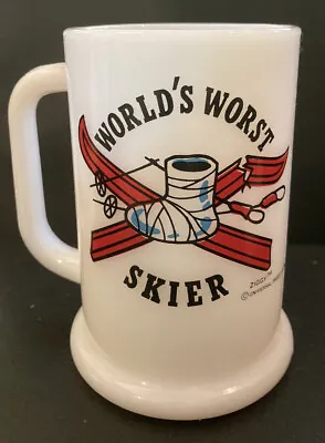 $5.99 • Buy Vtg 1977~ZIGGY~Cartoon~Milk Glass Mug~”Worlds Worst Skier ~Tom Wilson~Large~EUC