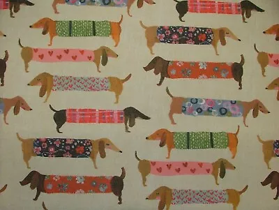 Family Dachshund Sausage Dog Cotton Curtain Upholstery Cushion Blind Fabric • £2.99