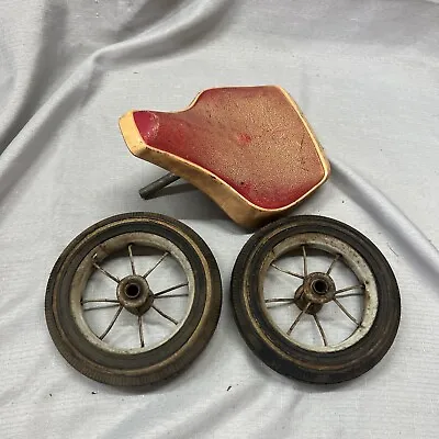VINTAGE TRICYCLE PARTS  REAR BACK TIRES WHEELS And Seat • $67.23