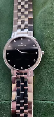 Movado Faceto Black Dial 36mm Stainless Steel Diamond Watch • $949