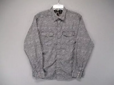 Scully Western Shirt Mens Medium Gray Pearl Snap Up Embroidered Cowboy Rancher • $44.94