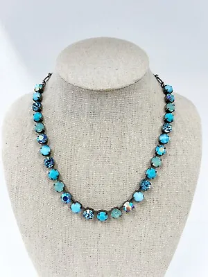 Mariana Blue Rhinestone Everyday Necklace Opal Iridescent • $129.99