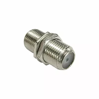 F Type Satellite Cable Coupler Barrel Connector Adapter With Nut & Washer Nickel • £2.62