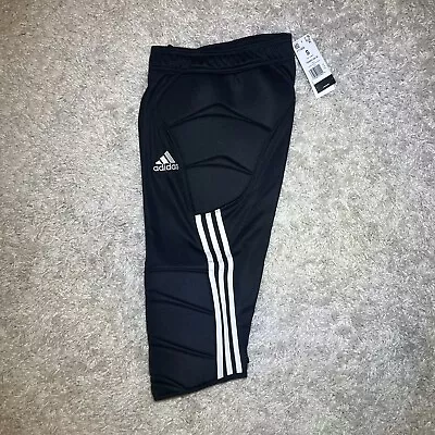 Adidas Men's Size Small Tierro GK 34 Padded 3/4 Bottoms Sport Pants Black FT1456 • $39.95