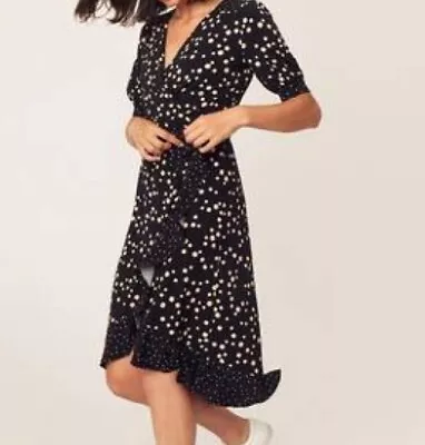 Oasis Size Medium 12 14 Black Beige Spot Skater Dress  BNWT • £0.99