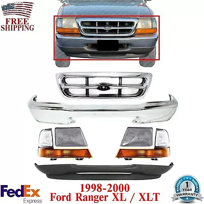 Front Bumper Chrome Kit + Headlights + Corner Lights For 1998-2000 Ford Ranger • $567.78