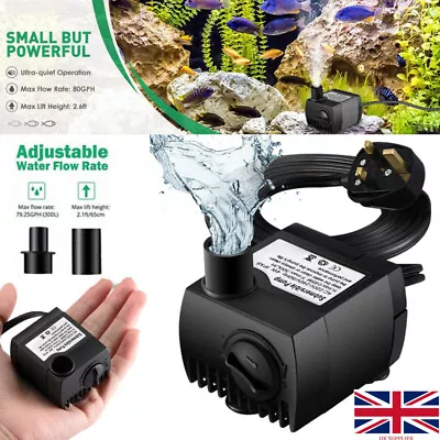 Electric Water Feature Pump Small Fountain For Outdoor Garden Fish Pond UK Plug • £9.98