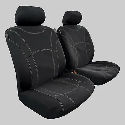 Pair Wetsuit Neoprene Seat Covers White Stitch For Ssangyong Musso XLV Ultimate • $98.45