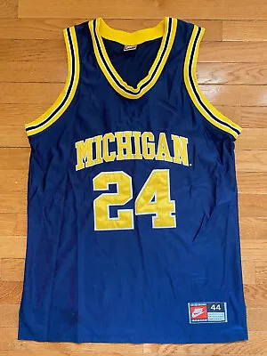 Vintage Nike Jimmy King #24 Michigan Fab Five Sz 44 Large Authentic Jersey 90s . • $119.99